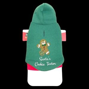 Heart To Tail Christmas Dog Sweater Sz XS Green Cookie Tester Hoodie Pet Clothes